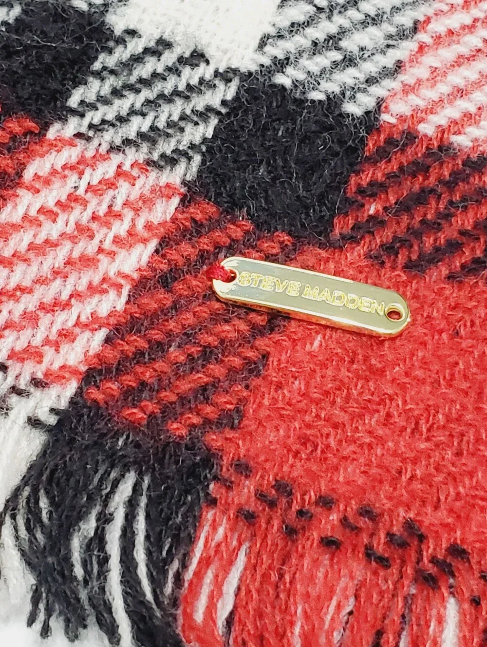 Steve Madden Red & Black Plaid Men's Scarf 76x14
